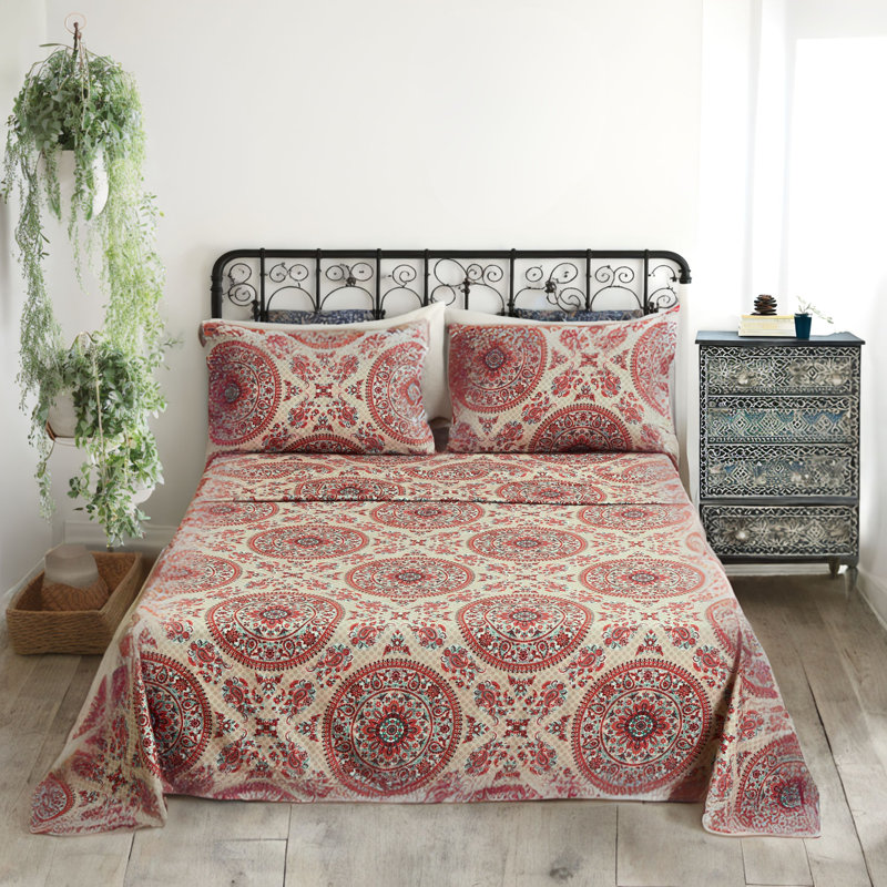 Drap-housse floral en microfibre / polyester, Ensemble de draps pour lit simple avec un drap-hou