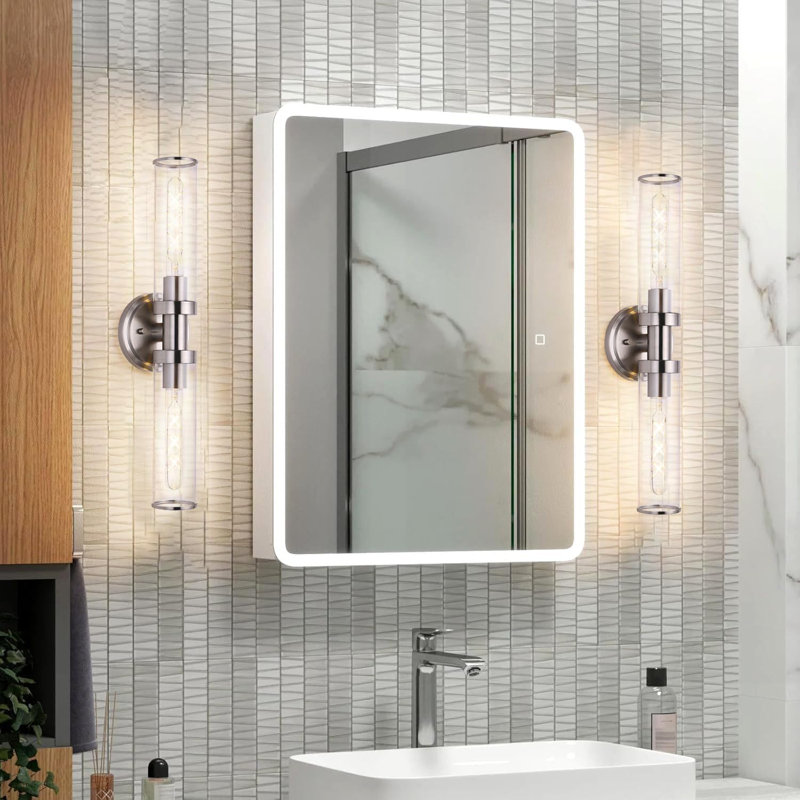 Industrial Wall Sconces With Clear Glass, 2-Light Vanity Lighting Fixture For Bathroom And Hallway, E26 Base Compatible, ETL Certified