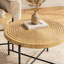 Ensemble de 2 tables basses et tables de bout - Panneau de fibres à densité moyenne imperméable avec revêtement en PVC, conception cylindrique vieillie, pieds en métal noir - charme rustique classique, bois technique-1368237409