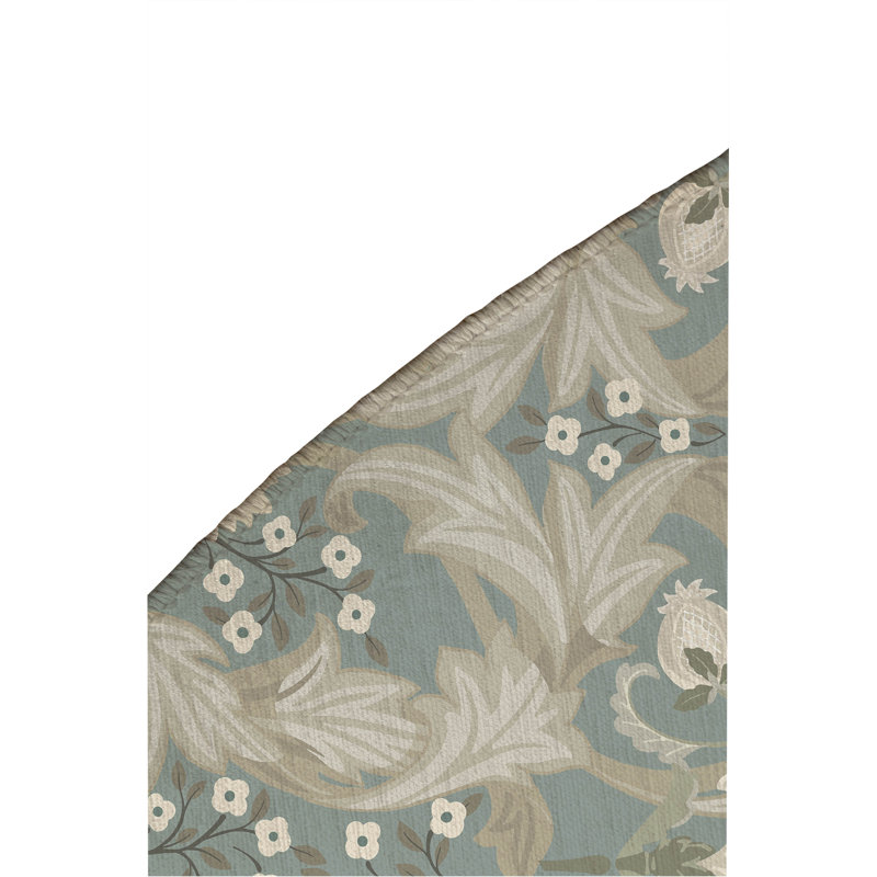 Ogee Leaf Outdoor Rug, Round 5'