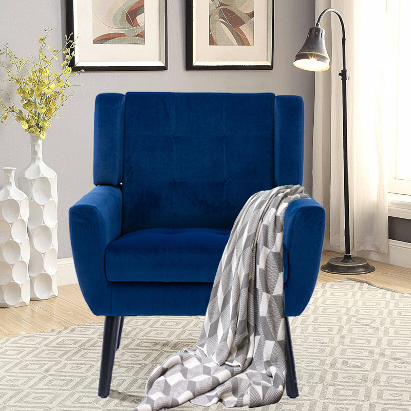 Fauteuil Xaelah, Velours bleu