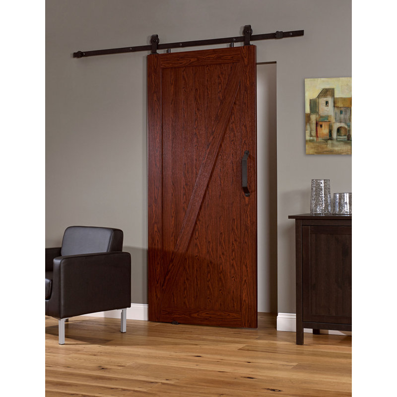 Porte de grange en pvc/vinyle à panneau avec ensemble de quincaillerie d’installation Millbrooke, 42" x 84"