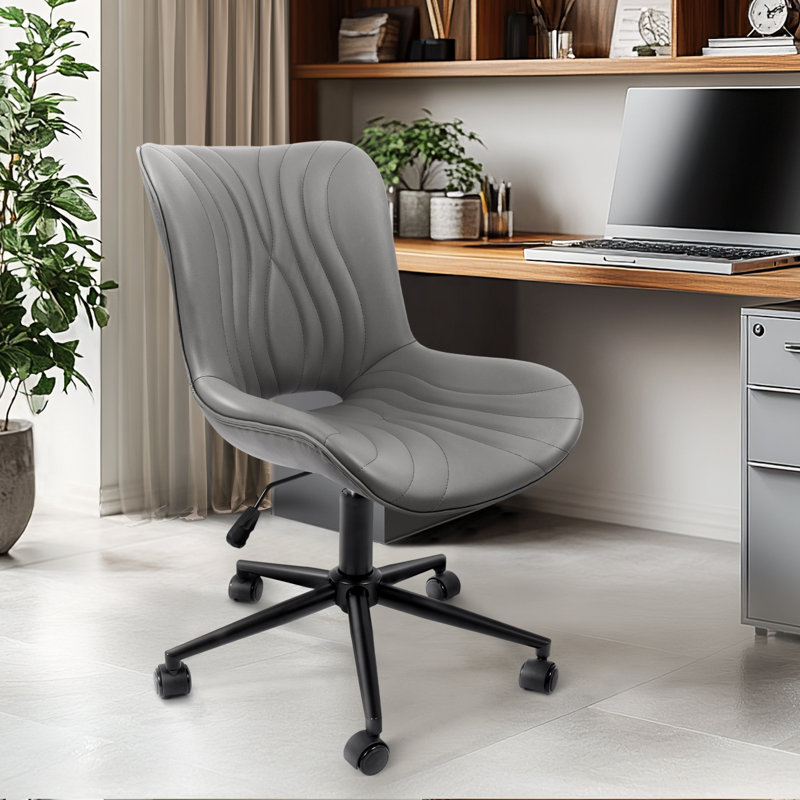 Petit fauteuil de bureau rembourré sans accoudoir, Gris