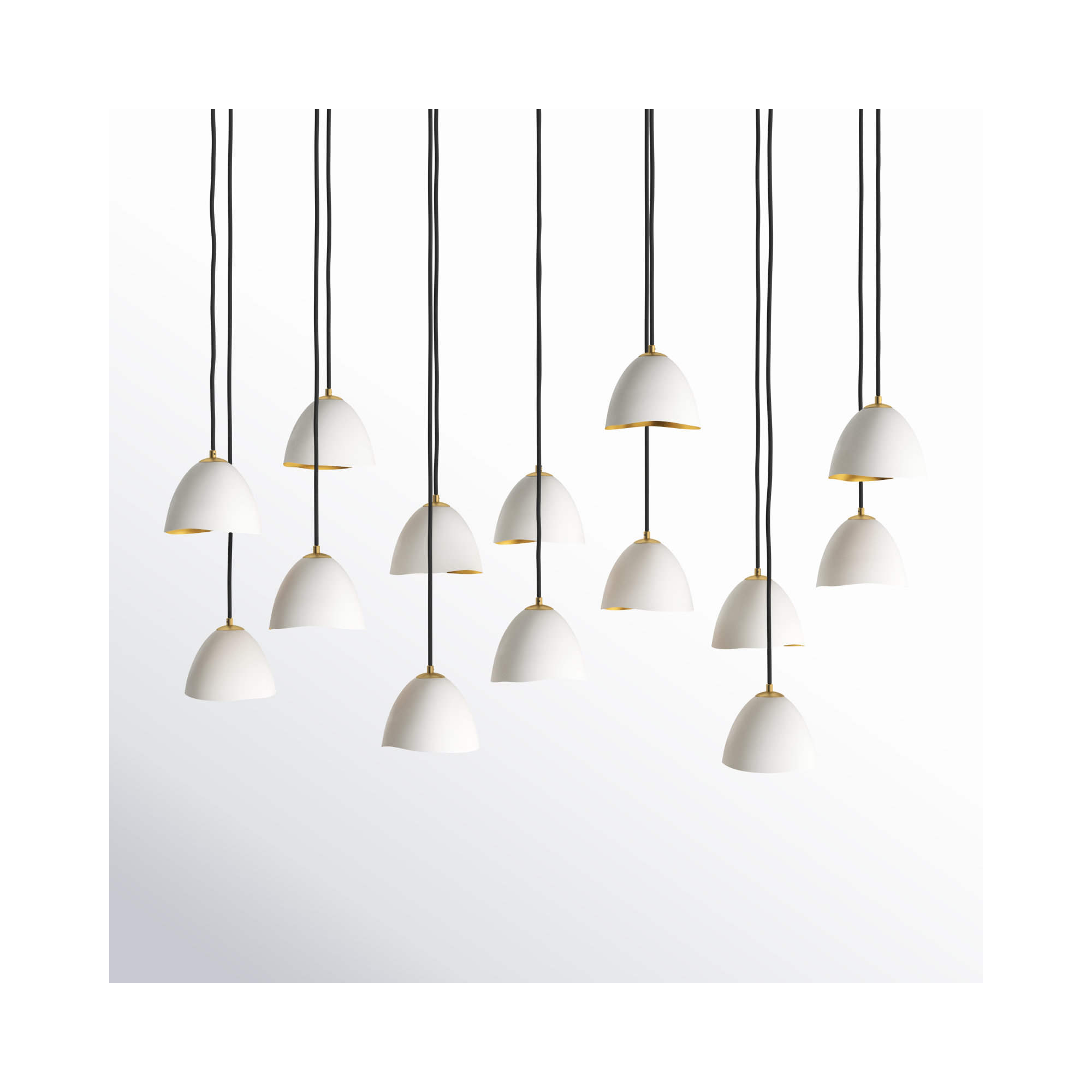 Cotter 14 - Light Fabric Dimmable Geometric Chandelier, Shell White