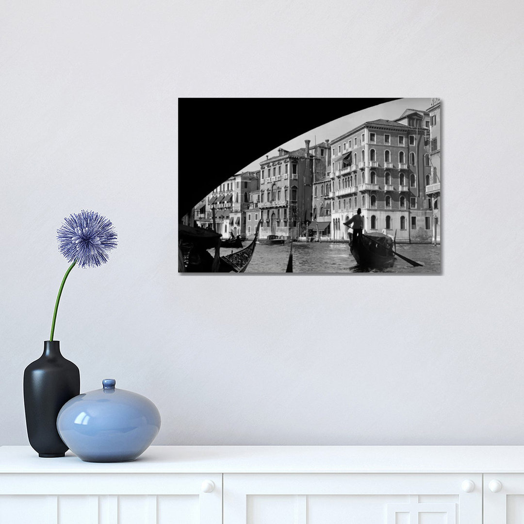 1920s-1930s Gondola Beneath Rialto Bridge Grand Canal Venice Italy by Vintage Images - Wrapped Canvas Print