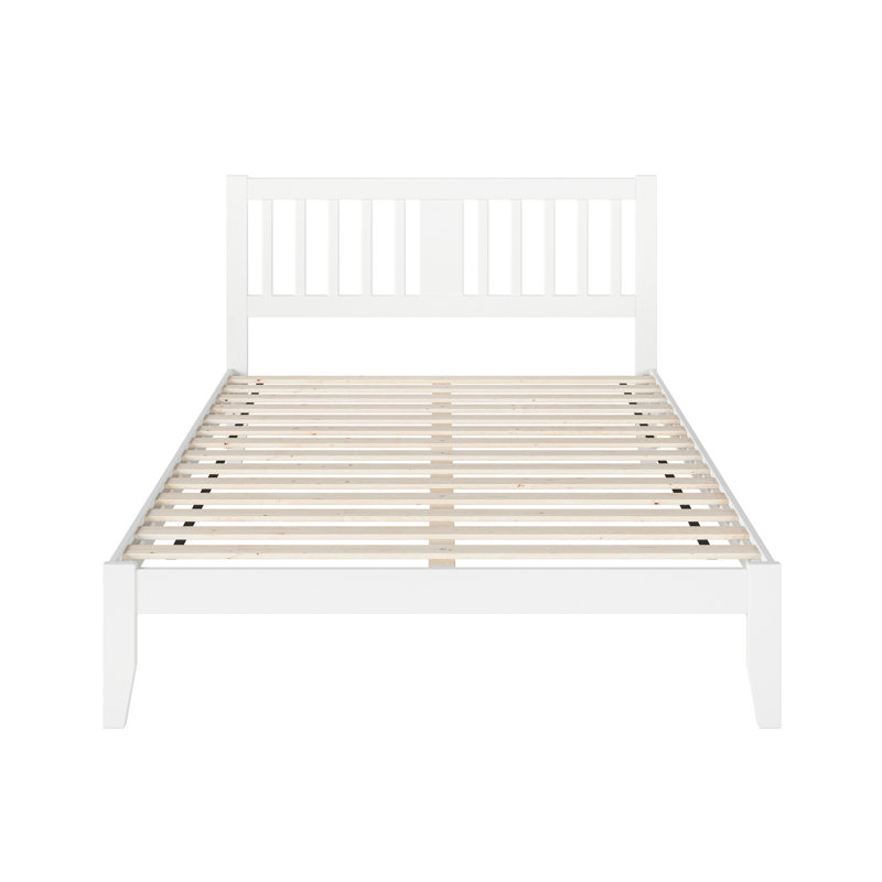 Lit plateforme en bois massif Zosia, Blanc, Grand