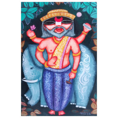 Lord Vishwakarma | Acrylic On Paper | By Tuhin Rakshit