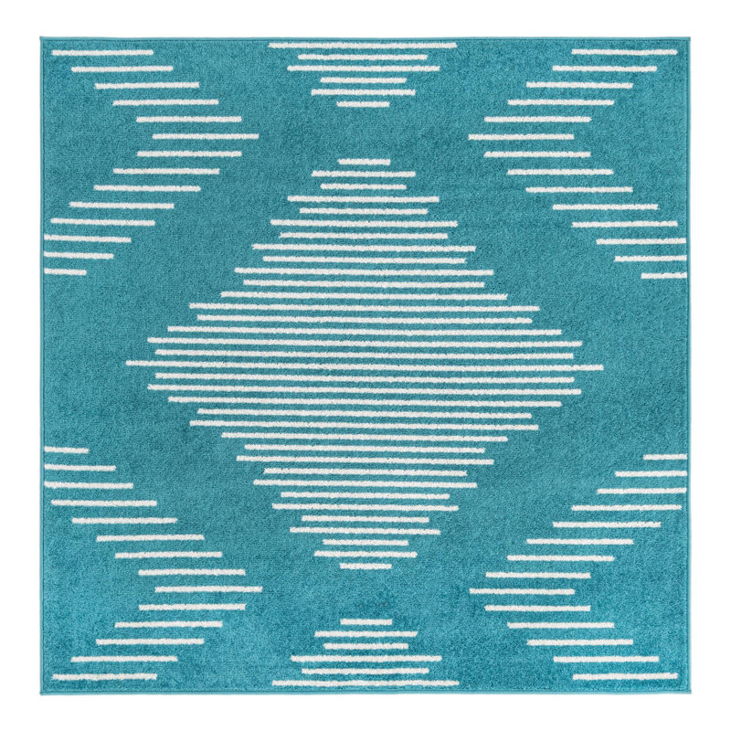 Chenille Geometric Indoor Rug, Square 5'3"