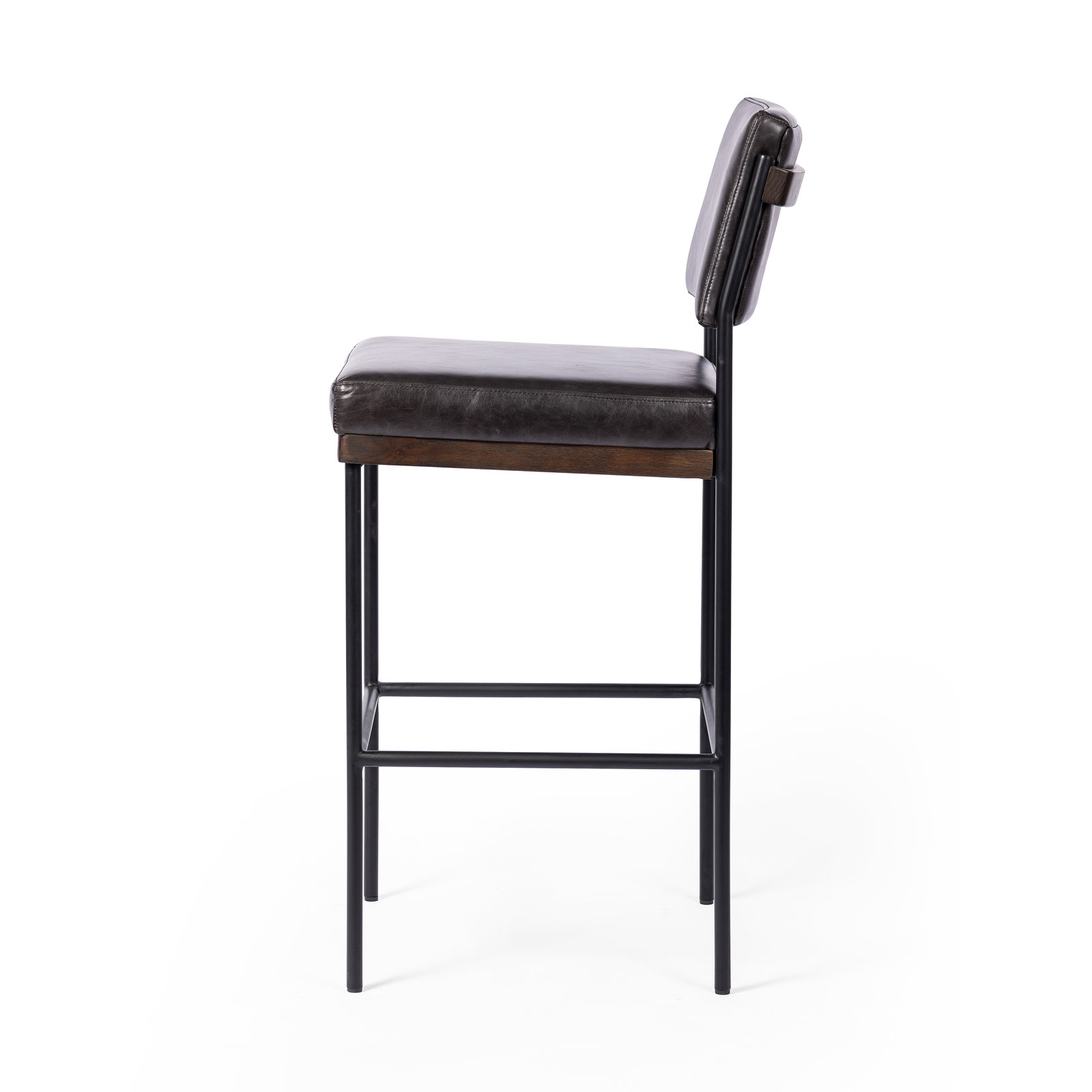 Popovich Bar and Counter Stool, Sonoma Black/Genuine Leather, Bar Stool (30.3" Seat Height)