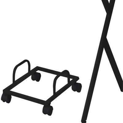 Modern Black Computer Desk With Transportable Holder For Productivity Efficient Rolling