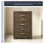 Commode vintage en bois massif brun à 5 tiroirs, meuble de rangement pour chambre à coucher