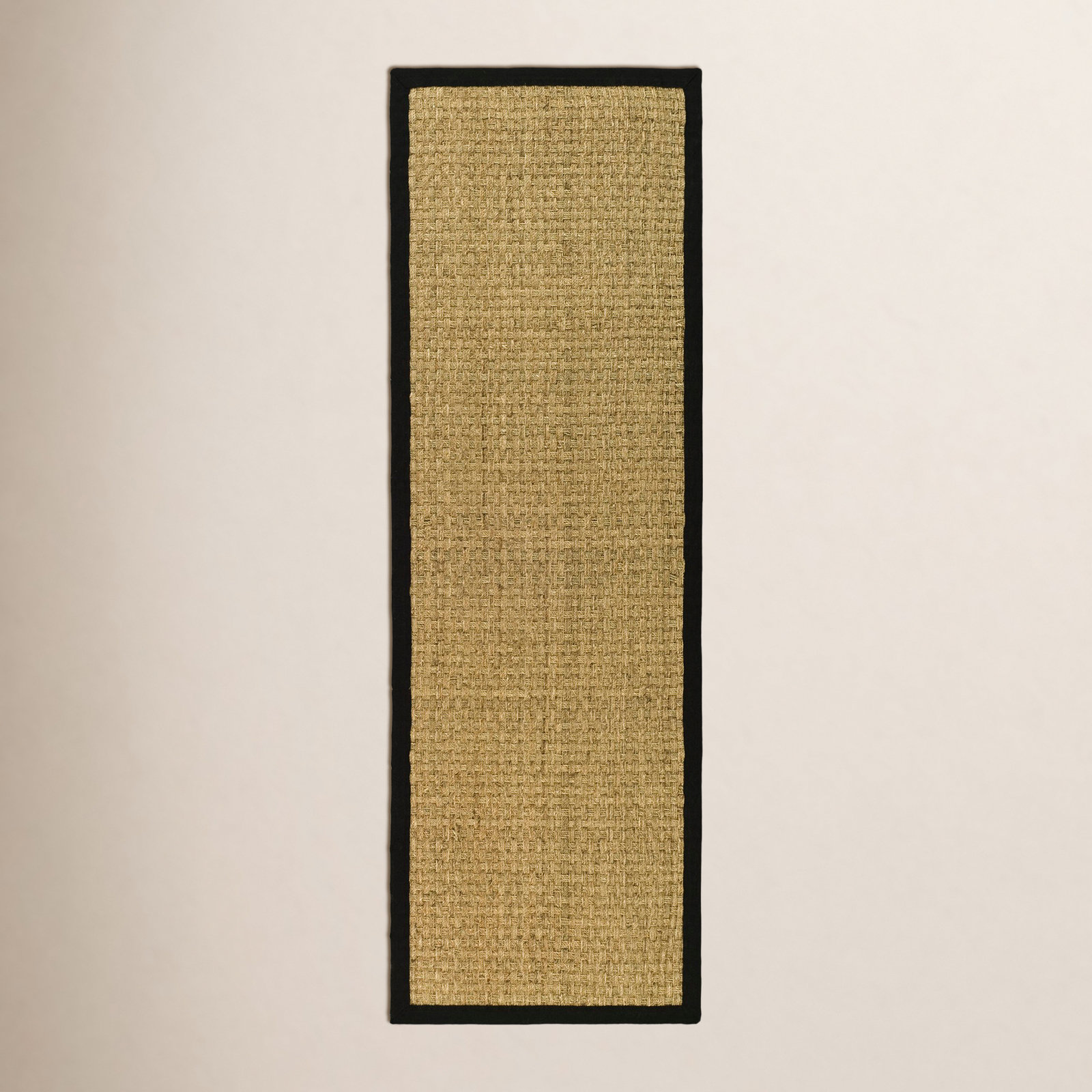 Natural Black Seagrass Rug, Runner 2'6" x 8'