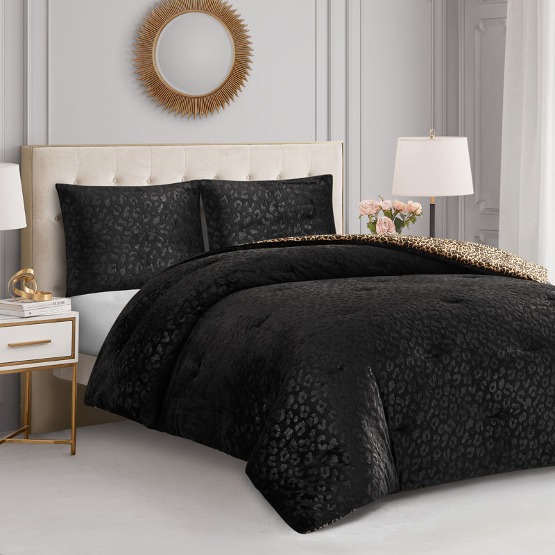 Juicy Couture Embossed Leopard With Royal Leopard Comforter Sets, Twin Extra Long Comforter
