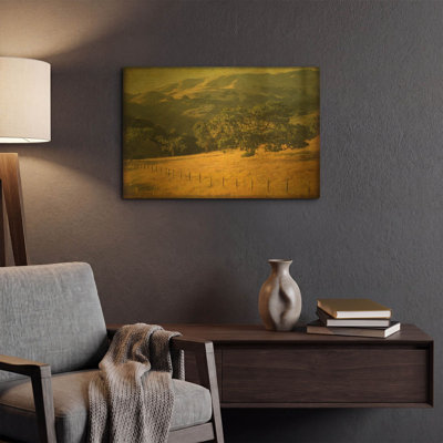 'Oak And Fence' By William Guion Gold Metal Wall Art, 24" x 16"