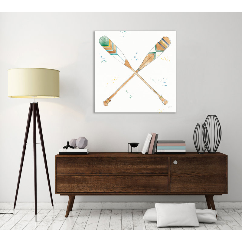 "Lakehouse Oars", toile tendue par Anne Tavoletti, H 24 po x l 24 po x P 1,5 po
