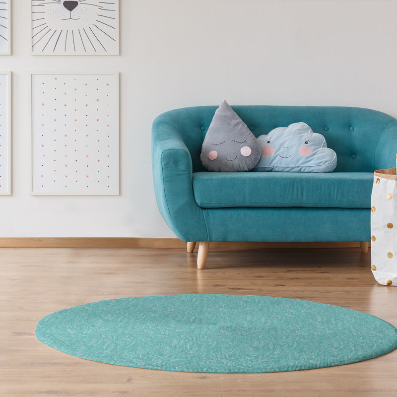 Chenille Floral Indoor Rug, Round 5'