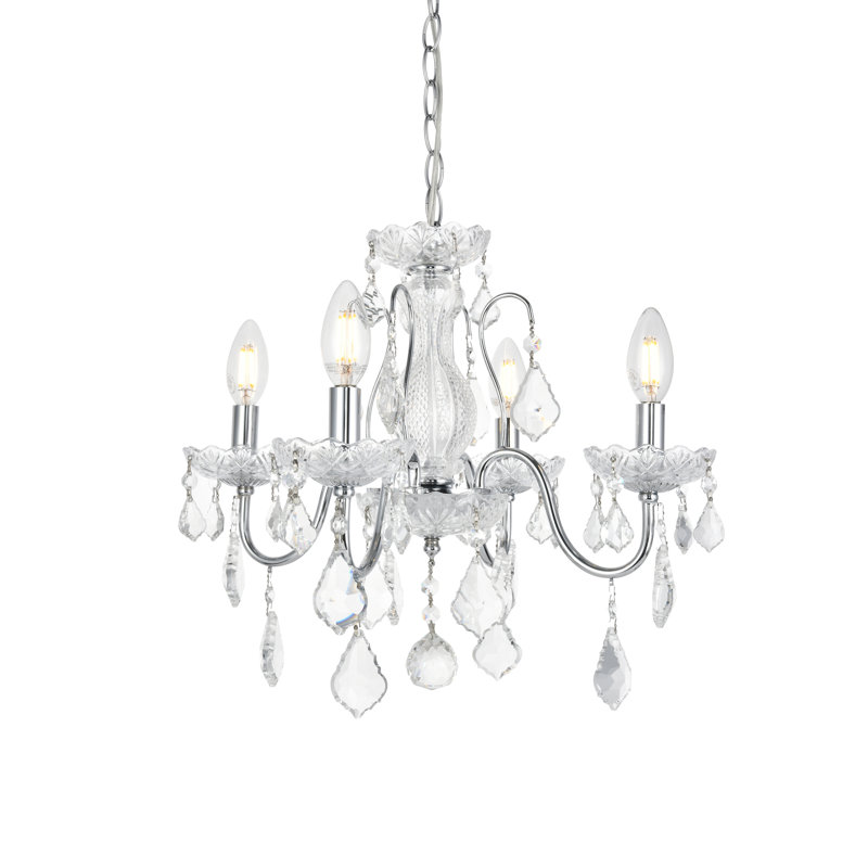 Lustre traditionnel / classique à 4 lumières de style bougie Dagmar, Chrome, Coupe royale