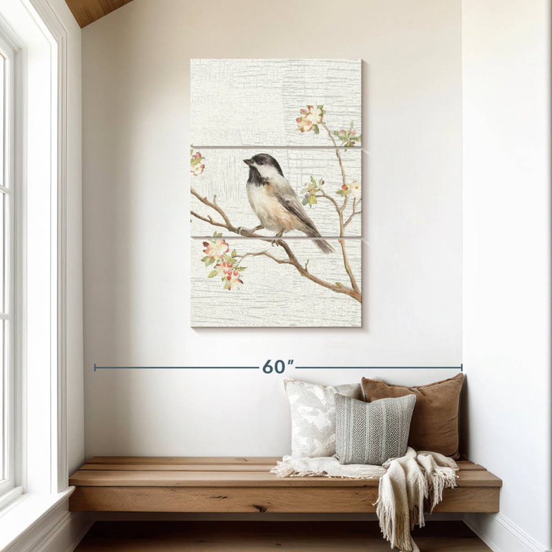 Mésange à tête noire rétro II, H 45 po x l 28 po