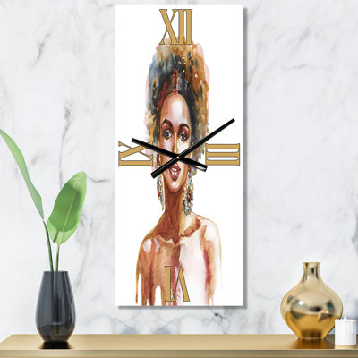 Portrait of African American Woman V - Modern Wall Clock
