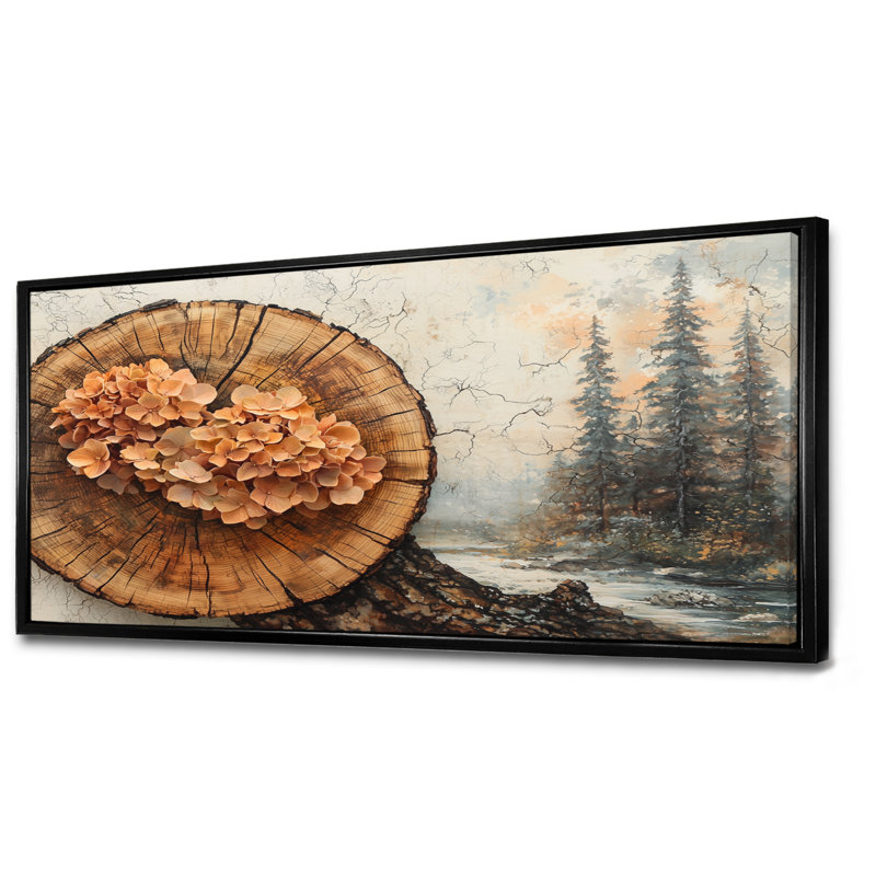 Geodis, forêt d'hortensias sur une glissade en bois - art mural hortensia, H 28 po x l 60 po, Impression encadrée flottante