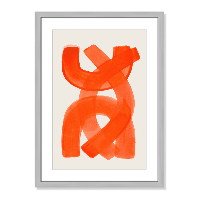 «Orange Strokes Print» par Haniff, Argent mat, L 17 po x H 23 po, Imprimé mat