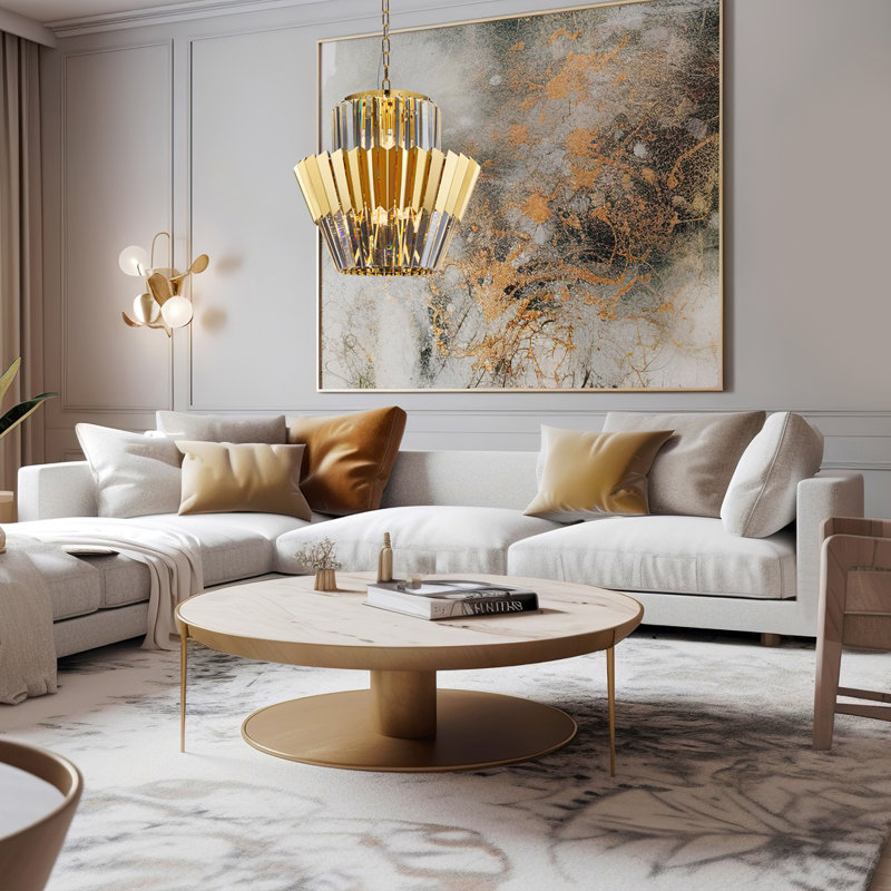 Atasha 9 - Light Crystal Pendant, Gold colours, Gold colours