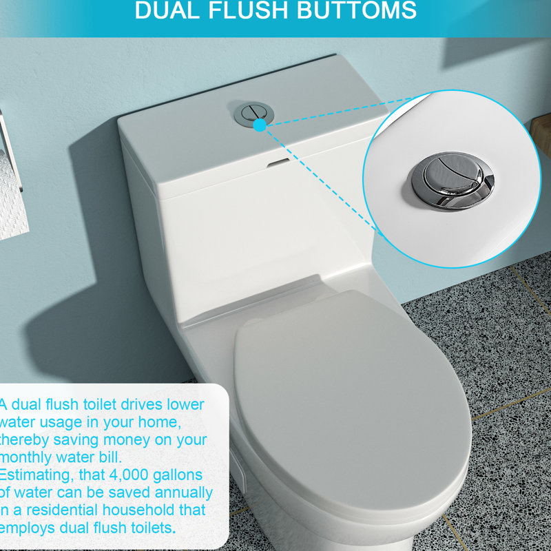Toilette en céramique moderne - double chasse, siège à fermeture douce, chasse d'eau silencieuse stable à une pièce, siège confortable