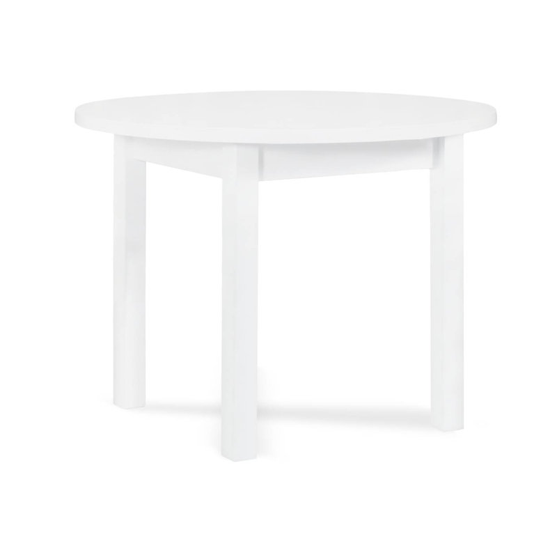 Round Solid Wood Base Dining Table, White