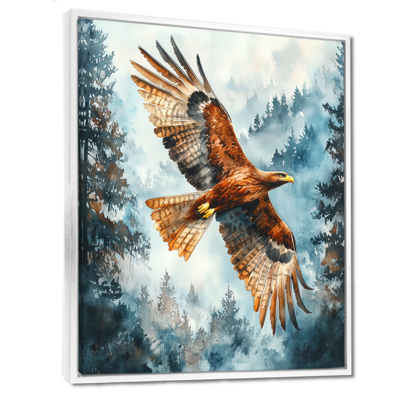 Beekman Brown Eagle In Flight I - Bird, art mural encadré, H 20 po x l 12 po, Impression encadrée flottante, Blanc