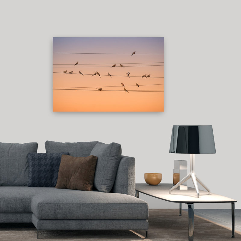 Peaceful Doves Golden Hour Colorful Peaceful Tranquil Bird Nature Sunset Wall Art Print 1 Piece Wrapped Canvas Wall Art