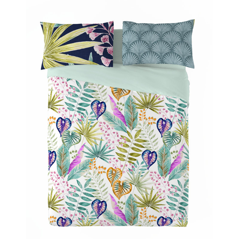 Ensemble de housse de couette en coton 3 pièces Tropik King (l 106 po x L 92 po), Housse de couette très grand et 2 taies