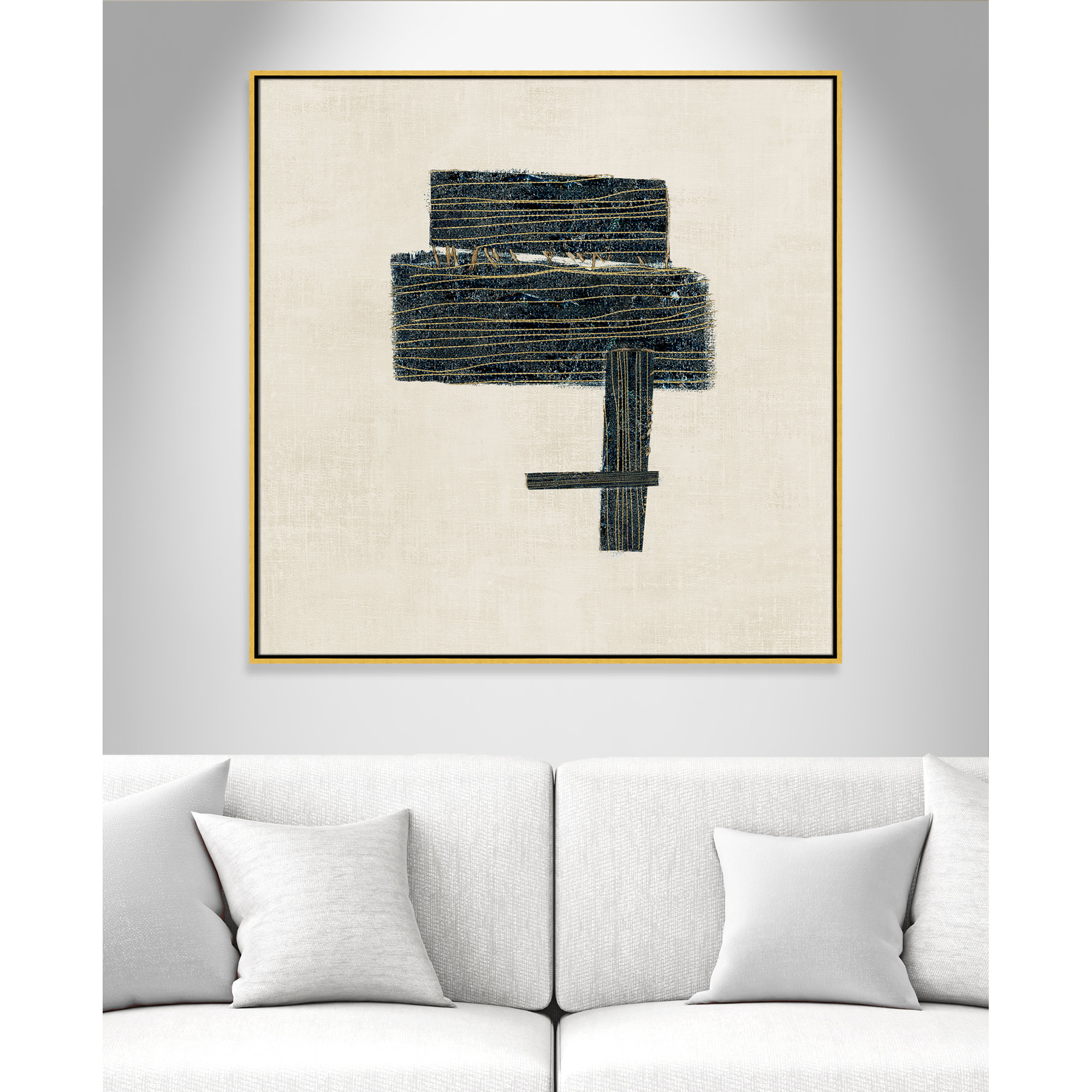 Stiched I Print by , Gold, 41.5" H x 41.5" W