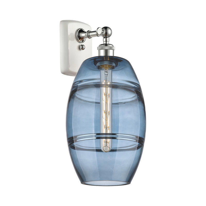 Applique murale en acier Bettylou, Bleu princesse, H 10,88 po x l 8 po x P 8,13 po, Chrome poli blanc