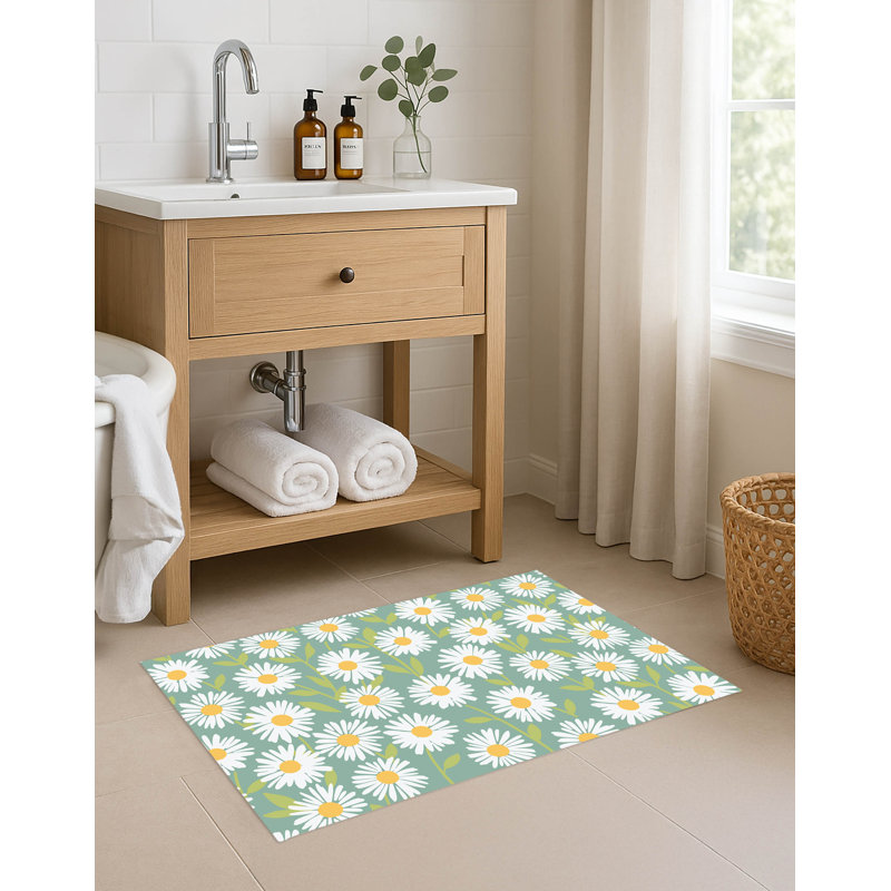 Tapis de bain Sweet Daisy, Vert, Simple - L 24 po x l 21 po