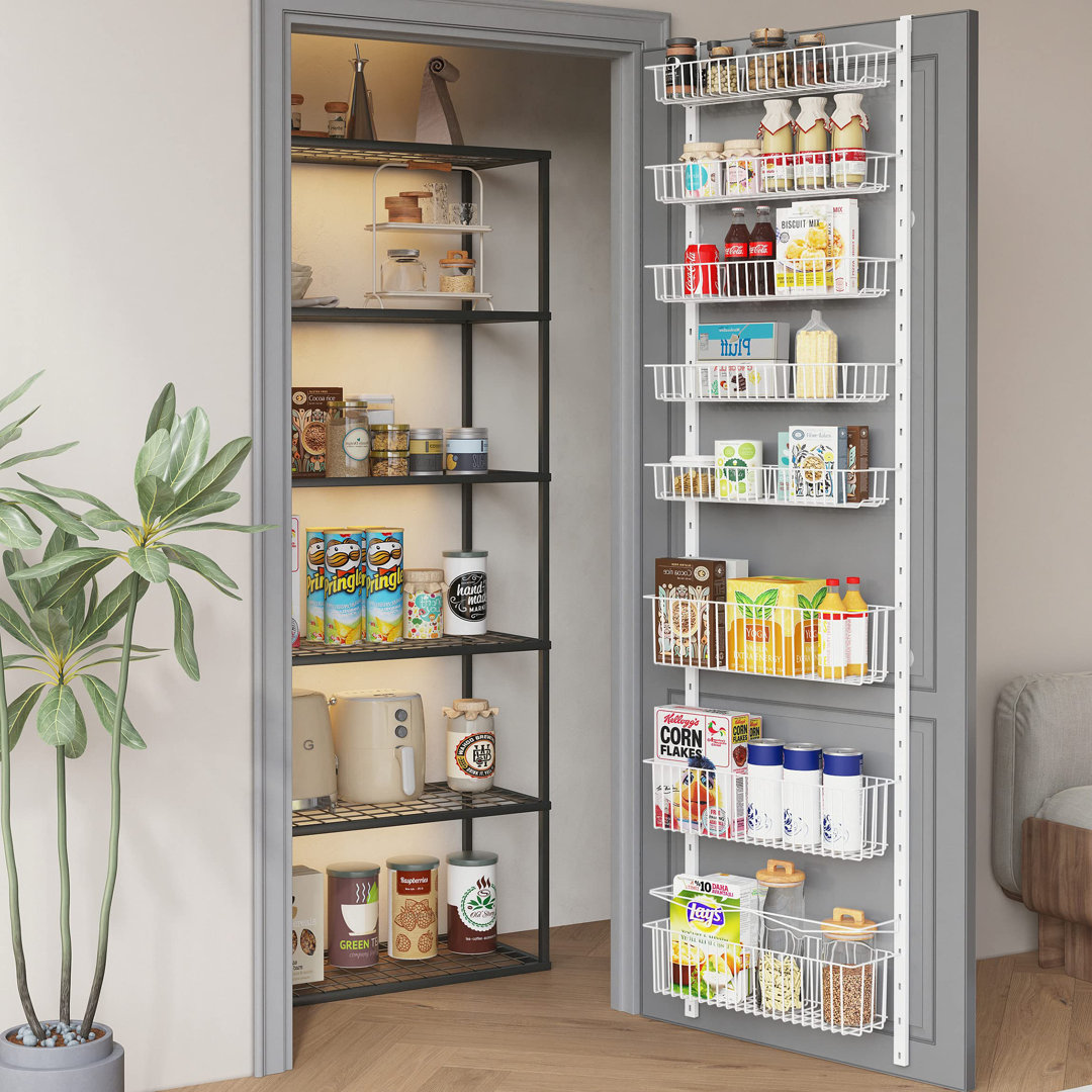 8-Tier Over Door Spice Rack,Hanging Door Storage Kitchen,Over Door Storage Kitchen,Pantry Organizer Metal Hanging Kitchen Spice Rack Can Organizer(Whi