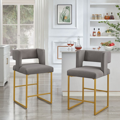 Alyncia Upholstered Counter Stool with Metal Frame