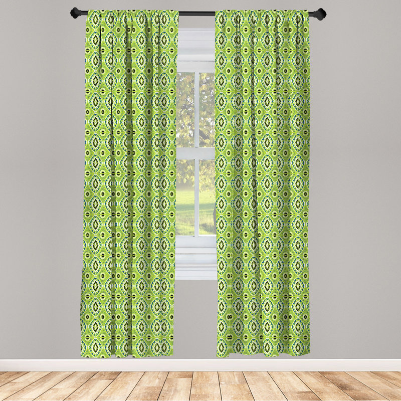 Paire de rideaux semi-transparents avec passe-tringle Ikat, 28 po x 63 po