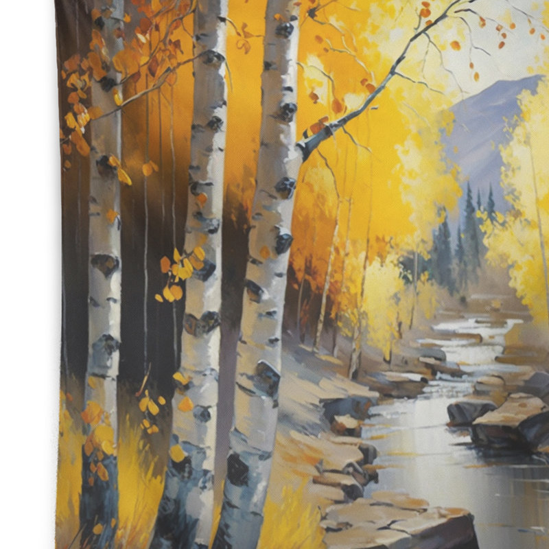 Tapisserie en polyester dans la forêt jaune avec des punaises, H 32 po x l 39 po