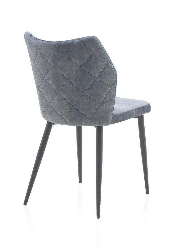 48cm H Polyester/Velvet Upholstered Metal Side Chair, Grey