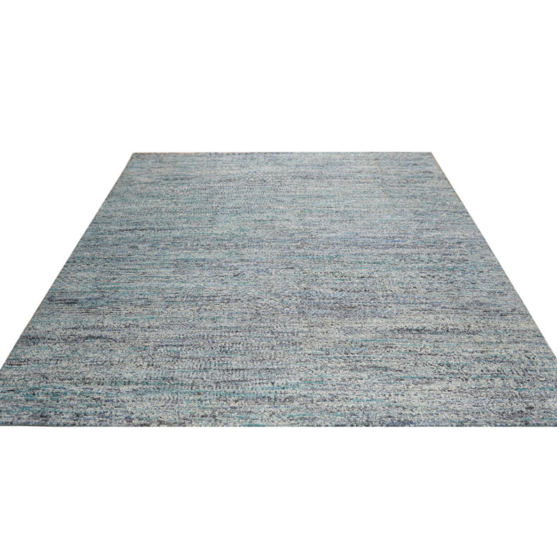 Gray Hand Knotted Silk Area Rug, Rectangle 6' x 9'