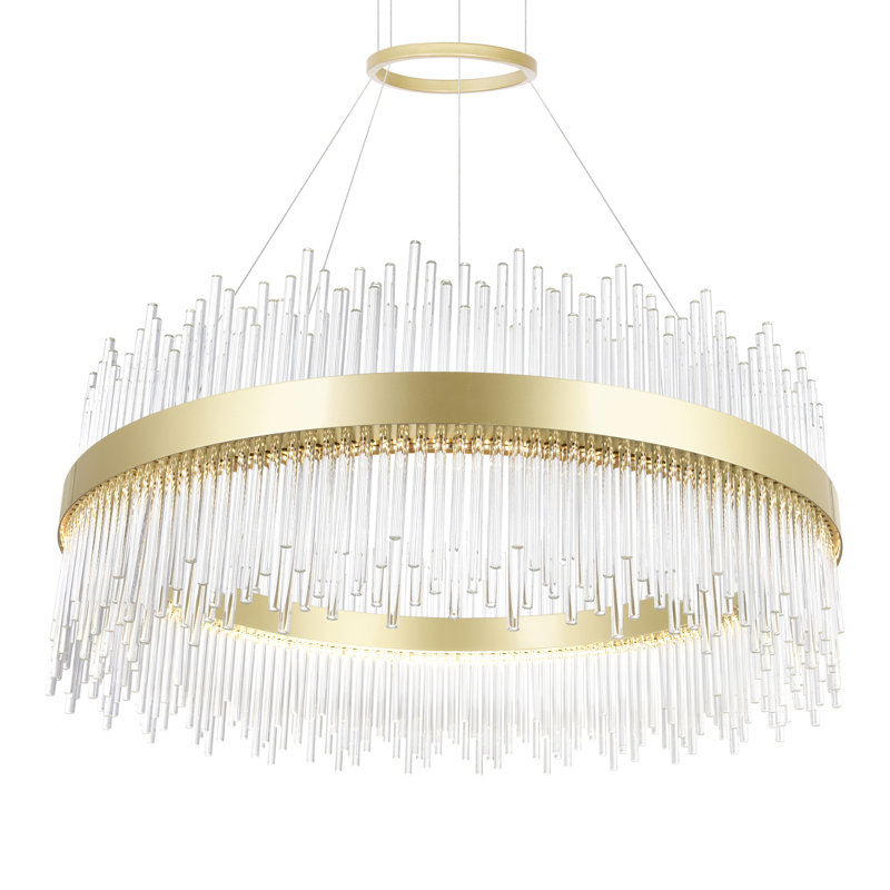32" Medallion Gold Chandelier for Living Room, Dining Room, or Bedroom – Integrated LED Fixture with Adjustable Chain