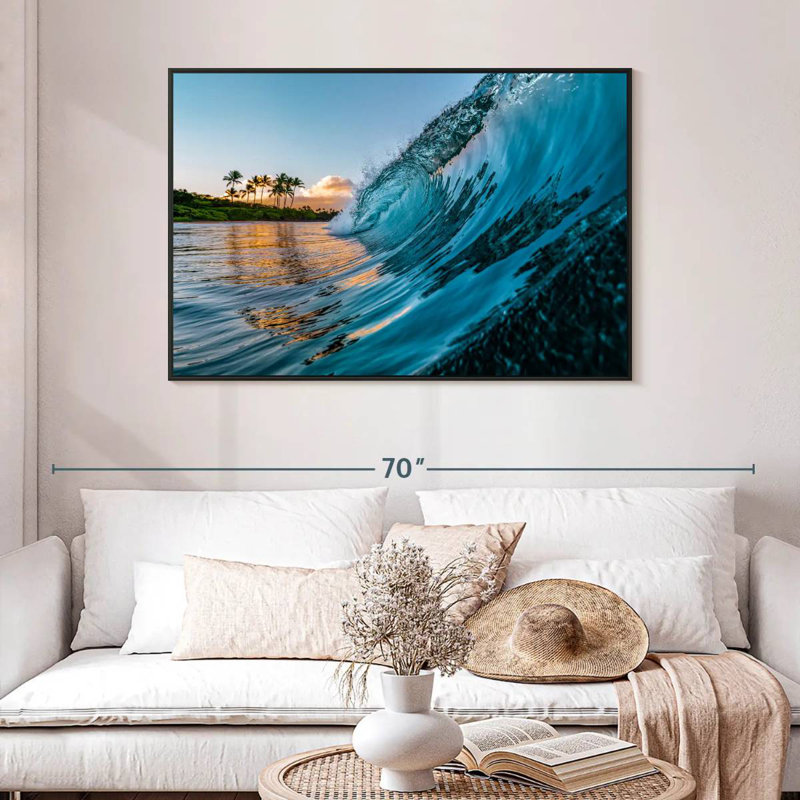 Vague du matin, 46 po x 31 po, Cadre flottant noir