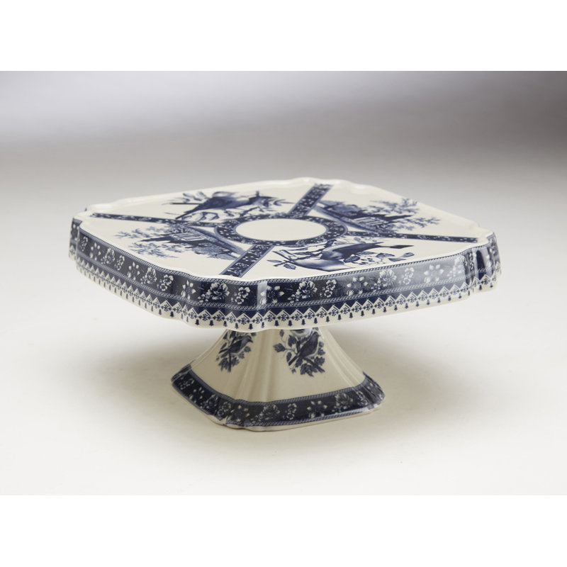 Stumbaugh Cake Stand, Blue/Cream