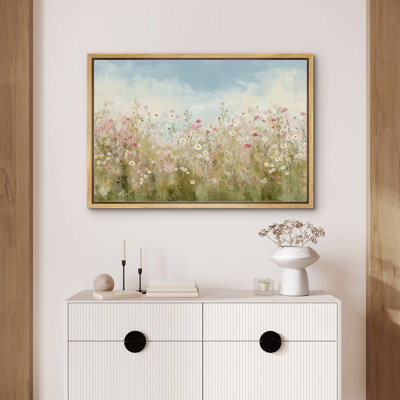 Fresh Wildflower Field with Daisies - Pictures Extra Large Framed Canvas Print Wall Art