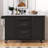 50.7" Kitchen Island with Storage Tilt Trash Can Cabinet and Pull Out Cabinet Organizer, Rolling Kitchen Island on 5 Wheels with Drop Leaf, 2 Drawers, 1Door for Kitchen, Dining Room, Black-1297603855