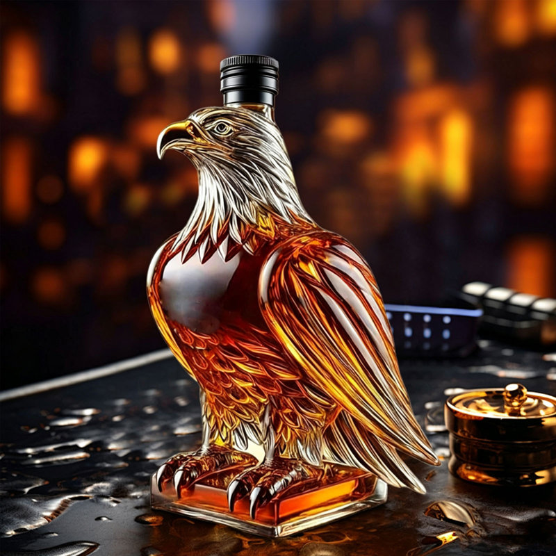 Forme de bouteille d'eau carafe à whisky soufflée à la main verre de liqueur en verre borosilicaté sans plomb bouchon de bar cadeau pour les hommes