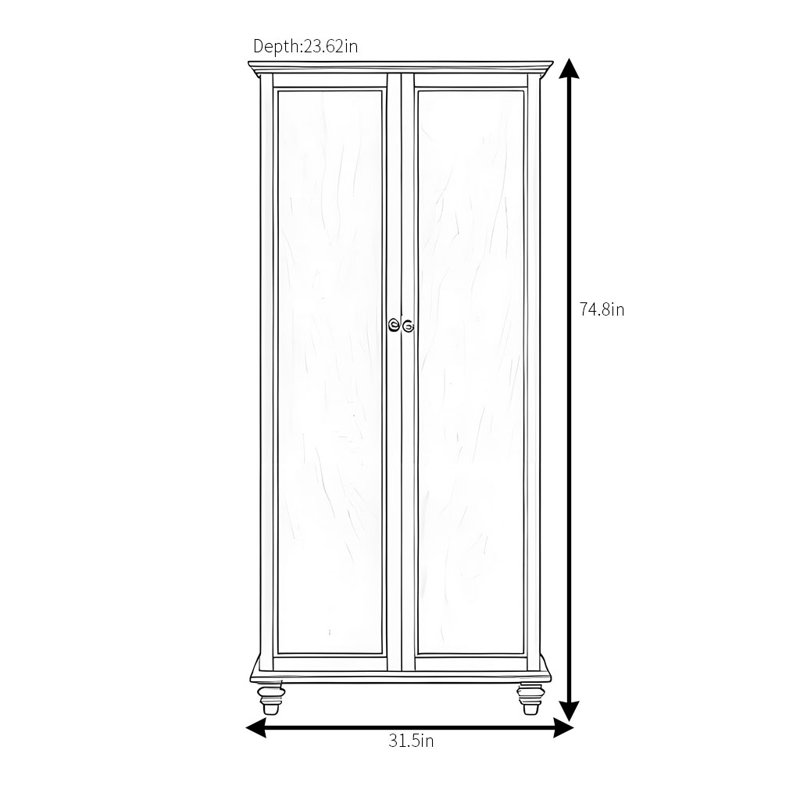 Garde-robe classique rétro et simple, H 74,8 po x l 31,5 po x P 23,62 po