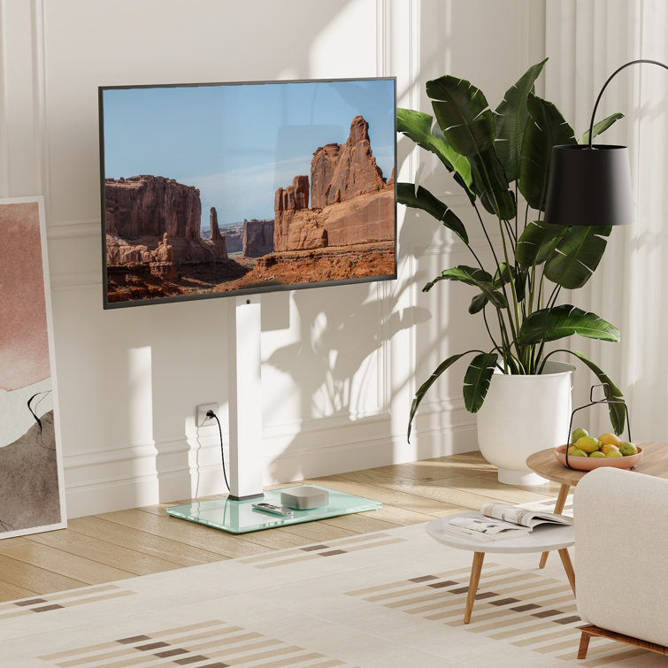 Square FITUEYES Modern Floor TV Stand for 32''-70'' TVs,Swivel and Height Adjustment TV Mount.Hold up to 88LBS