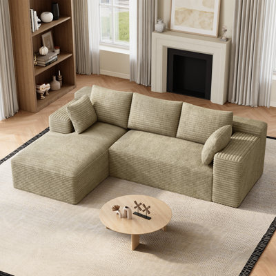 Freely Movable Modular Boneless Sectional Sofa Corduroy Couch For Living Room