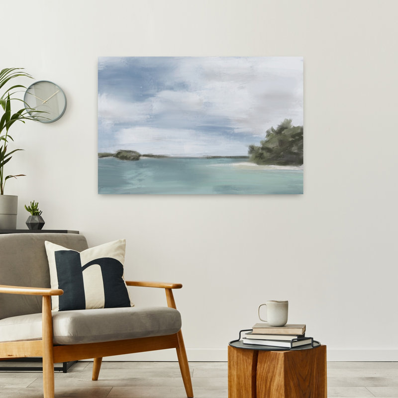 Sylvan Shore, paysage contemporain abstrait océanique, H 24 po x l 36 po